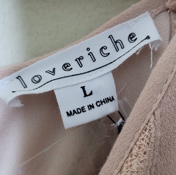 Loveriche Boho Tiered Maxi Dress Crochet Panel Halter Size L NWT - Picture 8 of 9